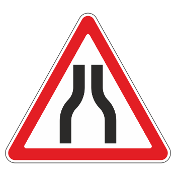 Дорожный знак 1.20.1 «Сужение дороги» (металл 0,8 мм, IV типоразмер: сторона 1500 мм, С/О пленка: тип А коммерческая)